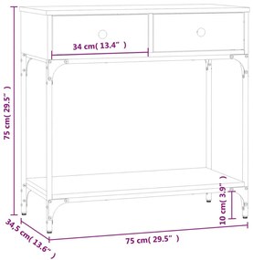 Τραπέζι Κονσόλα Γκρι Sonoma 75x34,5x75 εκ. Επεξεργασμένο Ξύλο - Γκρι