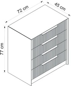 Συρταριέρα Ανθρακί KALE 72x45x77