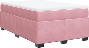 vidaXL Κρεβάτι Boxspring με Στρώμα Ροζ 120x200 εκ. Βελούδινο