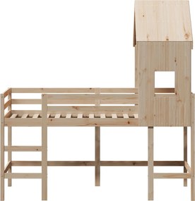vidaXL Υπερυψ. Κρεβάτι 90x200 εκ. Μασίφ Πεύκο με Σκάλα / Οροφή