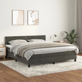 Κρεβάτι Boxspring με Στρώμα Σκούρο Γκρι 180x200 εκ. Βελούδινο