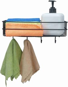 Επιτοίχιο Μεταλλικό Ράφι 28x10x11cm Άσπρο ή Μαύρο - Μαύρο