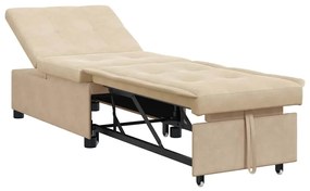 vidaXL Κρεβάτι καναπές Κρεμ 67 x 194 x 82 εκ Υφασμά Μικροΐνας