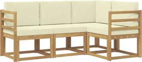 vidaXL Σειρά Καναπέ Εξωτερικού με μαξιλάρι 4 pcs Λευκό και Κρεμ