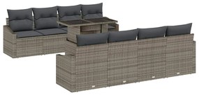 vidaXL Σετ Καναπέ Κήπου με αποθήκευση 9 pcs Γκρι Πολυ ράταν