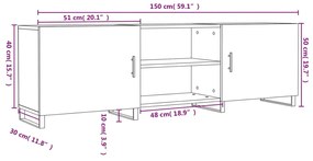 Έπιπλο Τηλεόρασης Καφέ Δρυς 150x30x50 εκ. Επεξ. Ξύλο - Καφέ