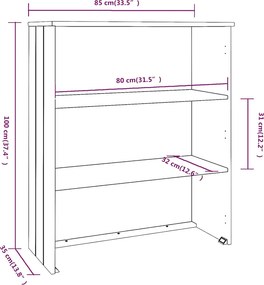 vidaXL Πάνω Μέρος Ντουλαπιού HAMAR Αν. Γκρι 85x35x100 εκ. Μασίφ Πεύκο