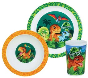 Σερβίτσιο Φαγητού Παιδικό (Σετ 3Τμχ) Jurassic World 006066 Green-Orange Ango Polypropylene