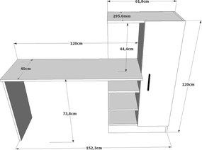 Γραφείο Πεύκο Atlantic / Λευκό CT12 152,3x40x120