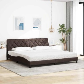 vidaXL Κρεβάτι με Στρώμα Σκούρο Καφέ 200x200 εκ. Υφασμάτινο