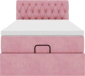 vidaXL Οθωμανικό κρεβάτι με στρώμα ροζ 90x190cm Velvet
