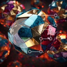 Intra Συλλεκτικό Ξύλινο Παζλ Plywood  4mm - Πολύχρωμη γεωμετρική αφηρημένη μπάλα Σε Ξύλινο Κουτί - Διαστάσεις Puzzle: 10x10 cm – 25 κομμάτια