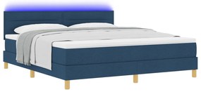 vidaXL Κρεβάτι Box Spring με Στρώμα & LED Μπλε 180x200 εκ Ύφασμα