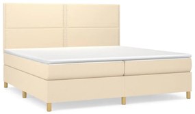 vidaXL Κρεβάτι Boxspring με Στρώμα Κρεμ 200x200 εκ. Υφασμάτινο