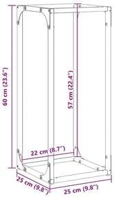 Ράφι για καυσόξυλα Μαύρο 25x25x60 cm Ατσάλι ψυχρής έλασης - Μαύρο