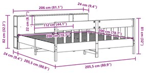 ΚΡΕΒΑΤΙ ΒΙΒΛΙΟΘΗΚΗ ΧΩΡΙΣ ΣΤΡΩΜΑ 200X200 ΕΚ ΜΑΣΙΦ ΞΥΛΟ ΠΕΥΚΟΥ 3323171