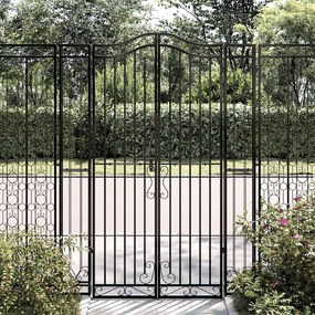 Πύλη Κήπου Μαύρη 121 x 8 x 180 εκ. από Σφυρήλατο Σίδερο  - Μαύρο