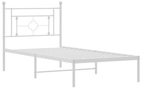 vidaXL Πλαίσιο Κρεβατιού με Κεφαλάρι Λευκό 90 x 190 εκ. Μεταλλικό