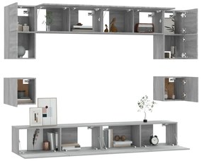 vidaXL Σετ Επίπλων Τηλεόρασης 8 Τεμ. Γκρι Sonoma Επεξεργασμένο Ξύλο