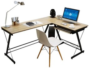 Γραφείο Γωνιακό ArteLibre ANAS Καφέ/Μαύρο MDF/Μέταλλο 110x48x73/120x48x73cm Arte-14370042