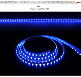 Adeleq Ταινία Led Πλαγίου Φωτισμού 5 Μέτρα 12Vdc 7.2W Και 90L Ανά Μέτρο Ip20 Μπλε 30-34804