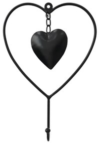 WALL DECOR  BLACK METAL HEART WITH HOOK 18.4x4.4x26.7 cm.