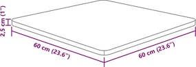vidaXL Επιφάνεια Τραπεζιού Τετράγωνη 60x60x2,5 εκ. Μασίφ Ξύλο Δρυς