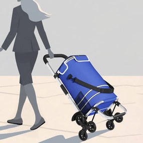 vidaXL Καλάθι Αγορών με Ρόδες και Ρυθμιζόμενη Λαβή, Μπλε, 40 L