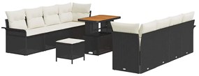 vidaXL Σετ Καναπέ Κήπου 11 pcs Μαύρο, Κρέμα 90 x 55 x 71 cm