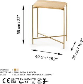 Τραπεζάκι Σαλονιού Χρυσό / Φυσικό SHB 40x26x56