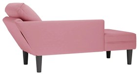 vidaXL Ανάκλιντρο Ροζ Υφασμάτινο με Μαξιλάρι και Βελούδινο