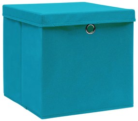 vidaXL Κουτιά Αποθήκευσης με Καπάκια 4 τεμ Γαλάζια 32x32x32εκ Ύφασμα