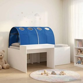 vidaXL Κρεβάτι με Σήραγγα 3 τεμ. Λευκό και Μπλε Επεξεργασμένο Ξύλο