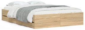vidaXL Πλαίσιο Κρεβατιού με συρτάρια Sonoma Δρυς 120x200εκ. Επεξ. Ξύλο