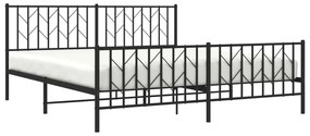 vidaXL Πλαίσιο Κρεβατιού με Κεφαλάρι&amp;Ποδαρικό Μαύρο 183x213εκ. Μέταλλο