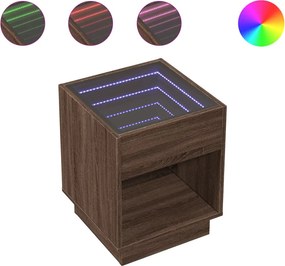vidaXL Κομοδίνο Άπειρο Φως LED Καφέ Δρυς 40x40x50 εκ.