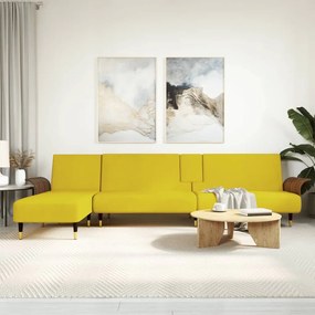 3157219 vidaXL Καναπές Κρεβάτι Γωνιακός Κίτρινος 279 x 140 x 70 εκ. Βελούδινος Κίτρινο, 1 Τεμάχιο