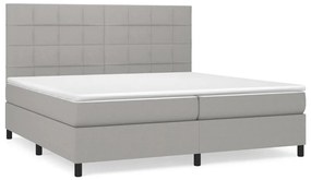 vidaXL Κρεβάτι Boxspring με Στρώμα Ανοιχτό Γκρι 200x200 εκ. Υφασμάτινο