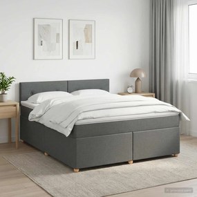 vidaXL Κρεβάτι box spring με στρώμα Σκούρο Γκρι 160 x 200 cm Ύφασμα