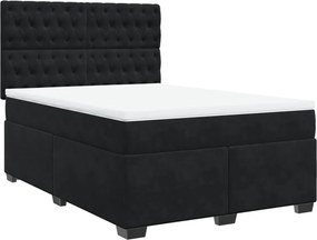 vidaXL Κρεβάτι Boxspring με Στρώμα Μαύρο 140x190 εκ. Βελούδινο