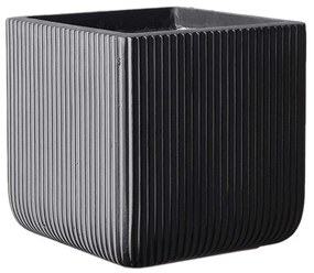 Κασπώ Πήλινο Τετράγωνο Stripe XL D-9940-8 44x44x38cm Grey Supergreens Πηλός