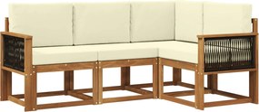vidaXL Σειρά Καναπέ Εξωτερικού 4 pcs Φυσικό και Κρέμα Πολυεστέρας