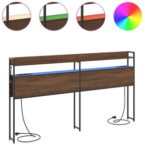 vidaXL Κεφαλάρι Αποθήκης με ράφι Καφέ δρυς 180 cm Επεξεργασμένο ξύλο
