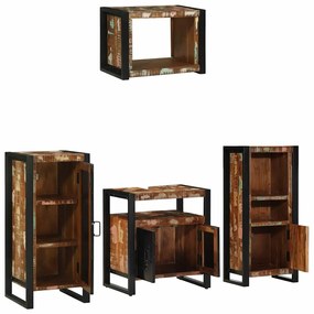 vidaXL Σετ Επίπλων Μπάνιου 4 pcs Πολύχρωμο Στερεό ανακτημένο ξύλο