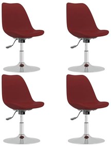 Καρέκλες Τραπεζαρίας Περιστρεφόμενες 4 τεμ. Μπορντό Υφασμάτινες - Κόκκινο