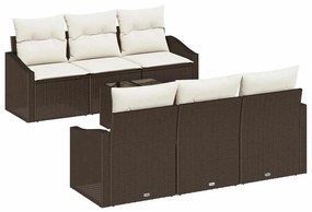 vidaXL Σετ Καναπέ Κήπου με μαξιλάρι 7 pcs Καφέ, Κρέμα 55 x 55 x 37 εκ