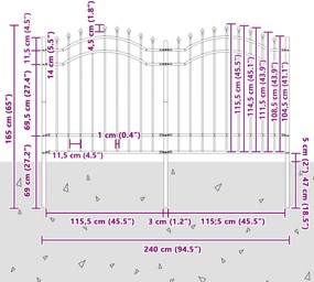 vidaXL Φράχτης Κήπου Woerden Γκρι 240 x 165 εκ.