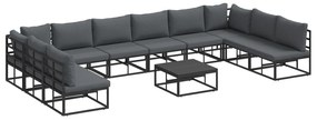 vidaXL Σετ Καναπέ Κήπου 11 pcs Μαύρο 70 x 70 x 32 εκ Αλουμίνιο