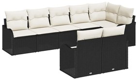 vidaXL Σετ Καναπέ Κήπου με μαξιλάρι 8 pcs Μαύρος, λευκός Πολυ ράταν