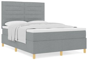 vidaXL Κρεβάτι με Στρώμα Ανοιχτό Γκρι 140x200 εκ. Ύφασμα